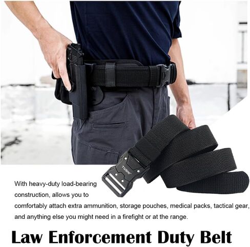 PTAKRQYDYIBJG حزام واجب تكتيكي 1.5 بوصة حزام شرطة مع مشبك سريع التحرير من النايلون الأسود حزام واجب إنفاذ القانون حزام قتالي أداة مساعدة للرجال من رجال الإطفاء العسكريين من الشرطة in Kuwait