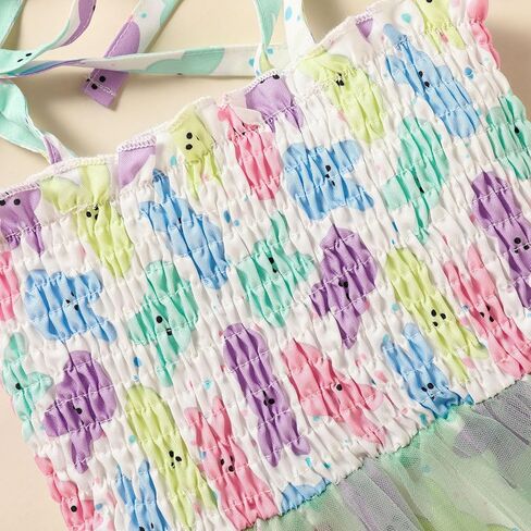 ZOELNIC لحديثي الولادة ملابس بناتي لعيد الفصح مطبوعة على شكل أرنب للرضع فتاة حبال رومبير بدلة وتنورة من التول in Kuwait