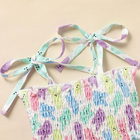 ZOELNIC لحديثي الولادة ملابس بناتي لعيد الفصح مطبوعة على شكل أرنب للرضع فتاة حبال رومبير بدلة وتنورة من التول in Kuwait