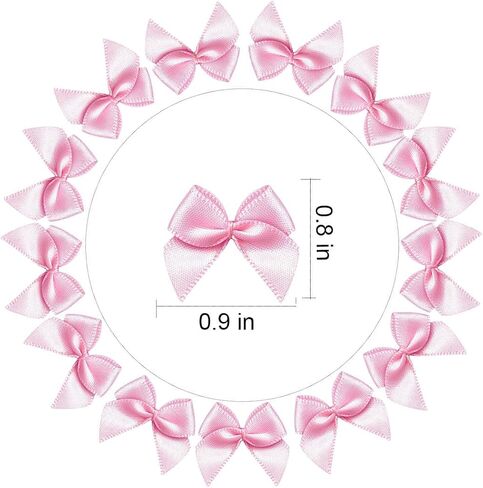 Mini Satin Ribbon Bows, 200pcs Small Ribbon Bows Flowers DIY Appliques Crafts Pre-Tied Ribbon Satin Bows for Sewing Scrapbooking Crafts Decoration Wedding Gift Box Ornament in Kuwait