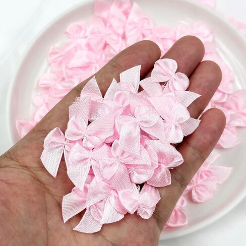 Mini Satin Ribbon Bows, 200pcs Small Ribbon Bows Flowers DIY Appliques Crafts Pre-Tied Ribbon Satin Bows for Sewing Scrapbooking Crafts Decoration Wedding Gift Box Ornament in Kuwait