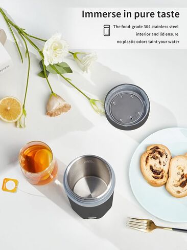 balbali 17oz Travel Kettle Portable Electric Kettle - Mini Hot Water Boiler/Maker/Heater/Warmer for Tea - Small Electric Thermos Heated Travel Mug - Portable Kettle for Travel - Black in Kuwait