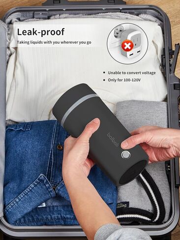 balbali 17oz Travel Kettle Portable Electric Kettle - Mini Hot Water Boiler/Maker/Heater/Warmer for Tea - Small Electric Thermos Heated Travel Mug - Portable Kettle for Travel - Black in Kuwait