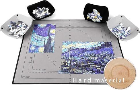 مفرش طاولة أحجية الصور المقطوعة - حافظة 1000 750 500 قطعة، 4 وحدات تخزين محمولة كبيرة الإطار حافظة صينية حامل غراء للأطفال والكبار حامل وسادة منظم أدراج غطاء قابل للطي in Kuwait