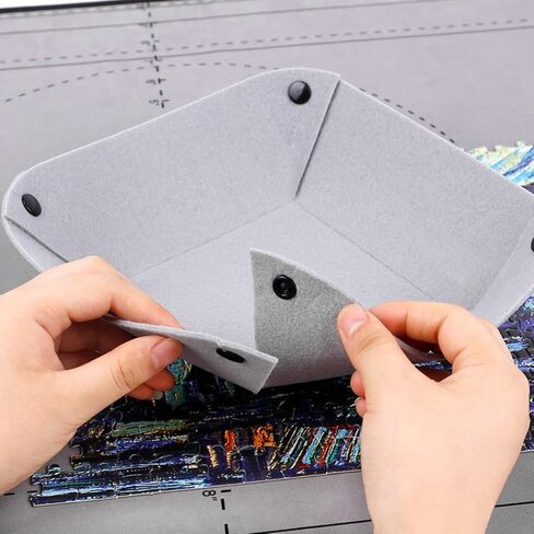 مفرش طاولة أحجية الصور المقطوعة - حافظة 1000 750 500 قطعة، 4 وحدات تخزين محمولة كبيرة الإطار حافظة صينية حامل غراء للأطفال والكبار حامل وسادة منظم أدراج غطاء قابل للطي in Kuwait