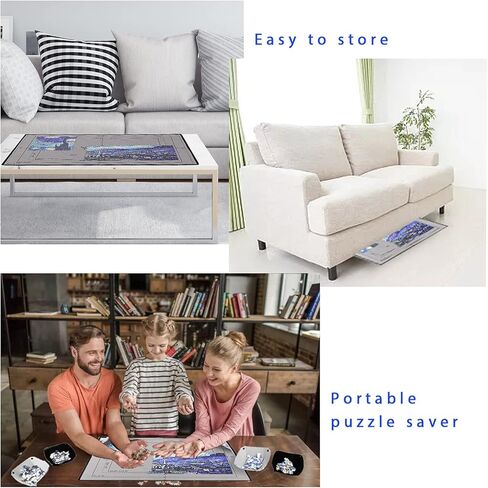 مفرش طاولة أحجية الصور المقطوعة - حافظة 1000 750 500 قطعة، 4 وحدات تخزين محمولة كبيرة الإطار حافظة صينية حامل غراء للأطفال والكبار حامل وسادة منظم أدراج غطاء قابل للطي in Kuwait