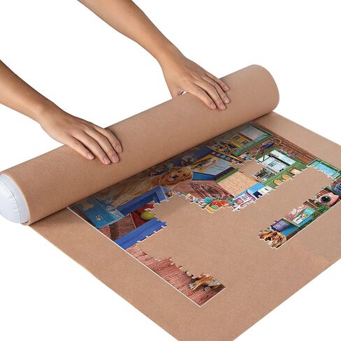 Tektalk Jigsaw Puzzle Roll Mat Puzzle Saver Storage مع شريطين مطاطيين أنبوب قابل للنفخ، قم بتخزين الألغاز المقطوعة حتى 1500 قطعة (كاكي) in Kuwait