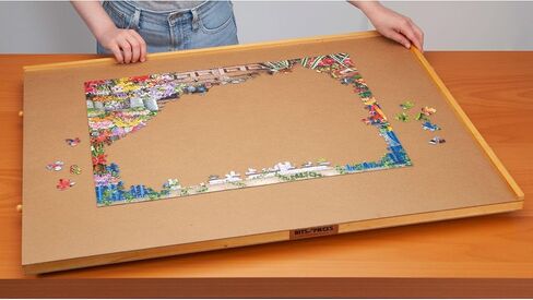 قطع وقطع - لوحة ألغاز دوارة مكونة من 1000 قطعة مع أدراج - لوحة ألغاز خشبية قياسية أصلية مع قاعدة دوارة - منظم ألغاز الصور المقطوعة الفاخر على الطاولة ونظام تخزين الألغاز in Saudi Arabia