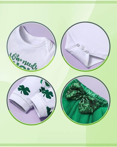 فستان من Von kilizo St Patricks Day للفتيات الصغيرات فستان رومبير توتو بأكمام قصيرة مع جوارب للأطفال البنات ملابس St Patricks Day in Kuwait