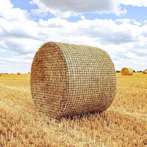 شبكة قش مستديرة سميكة ومتينة للخيول - حجم كبير 5 × 5 أقدام، شبكة نايلون سوداء بفتحات 1.75 بوصة - شبكات قش بطيئة التغذية للخيول والماعز - حل تغذية أكثر صحة. in Kuwait