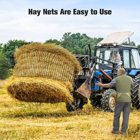 شبكة قش مستديرة سميكة ومتينة للخيول - حجم كبير 5 × 5 أقدام، شبكة نايلون سوداء بفتحات 1.75 بوصة - شبكات قش بطيئة التغذية للخيول والماعز - حل تغذية أكثر صحة. in Kuwait