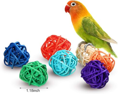 10 Pack Rattan Balls 1.2 inch Colored Wicker Ball Birds Quaker Parrot Parakeet Chewing pet bite Ball for Budgies Conures Hamsters Ball Orbs Crafts DIY Accessories vase fillers in Kuwait