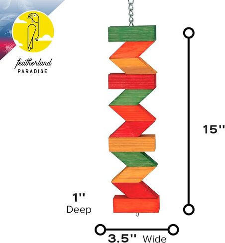 جنة أرض الريش | مضغ متعرج متعدد الألوان | ألعاب الطيور للطيور الكبيرة in Kuwait