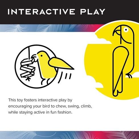 جنة أرض الريش | مضغ متعرج متعدد الألوان | ألعاب الطيور للطيور الكبيرة in Kuwait