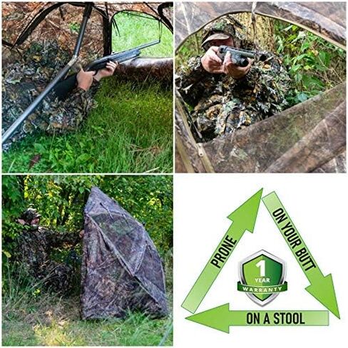 Cooper Hunting 2020 Big Tom Ground Blind with 3D Leafy Mossy Oak/NWTF Obsession Pattern Designed for Still Hunting or Run and Stalk in Saudi Arabia