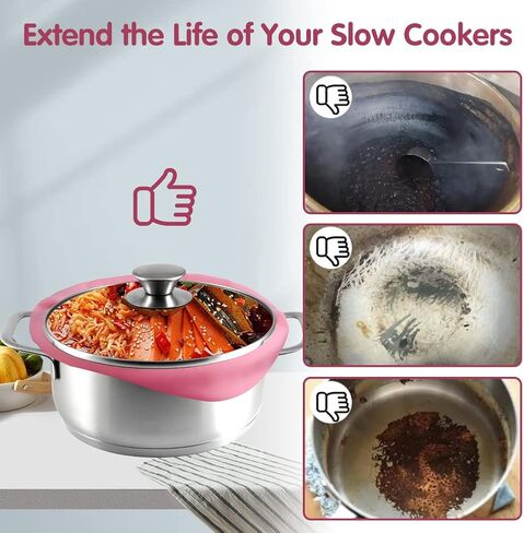 قطعتان من بطانات الطبخ البطيء من السيليكون، بطانات وعاء الطبخ للوعاء البيضاوي أو المستدير، بطانة الطبخ البطيء قابلة لإعادة الاستخدام وسهلة التنظيف، تناسب 6-8 كوارت in Kuwait