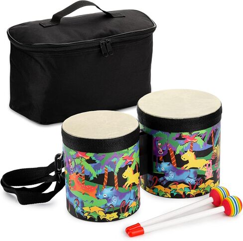 Tosnail 5" and 6" Bongo Drum with Storage Bag and Mallets, Hand Drum Kids Drum Set Percussion Instrument Musical Toy for Kids, Children, Toddlers, Christmas Birthday Gift in Saudi Arabia