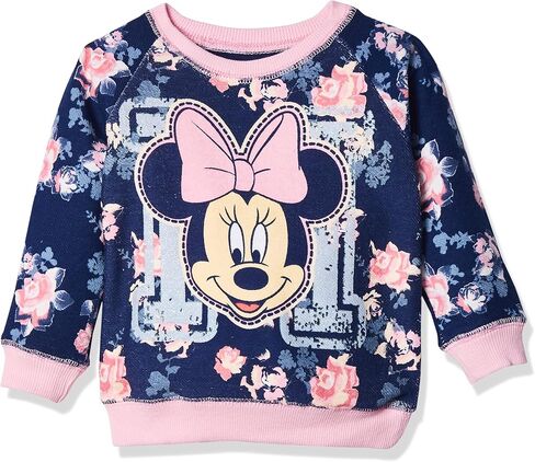 Disney Girls' Minnie Mouse Floral All Over Print French Terry Sweatshirt in Saudi Arabia