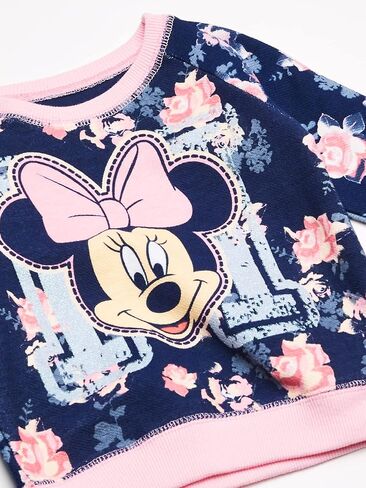 Disney Girls' Minnie Mouse Floral All Over Print French Terry Sweatshirt in Saudi Arabia