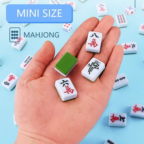 drizzle Numbered Travel Mahjong Mini Set 20mm with Instructions - Portable 146 Tiles for Beginners with 4PCS Racks 2 Pounds Chinese Mah-Jong Game 麻将 in Kuwait