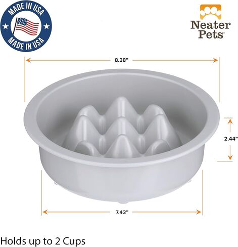 The Niner Slow Feed Bowl - Raised Peaks Slow Down Pets Eating - Fits Elevated Feeders Including Neater Feeder Large Sizes - Gentle on Teeth and Gums - Holds up to 2 Cups (Aquamarine) in Saudi Arabia