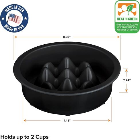 The Niner Slow Feed Bowl - Raised Peaks Slow Down Pets Eating - Fits Elevated Feeders Including Neater Feeder Large Sizes - Gentle on Teeth and Gums - Holds up to 2 Cups (Aquamarine) in Saudi Arabia