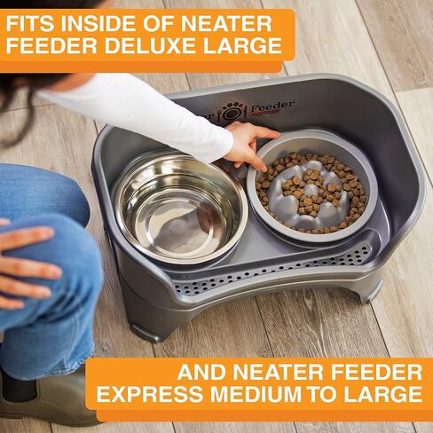 The Niner Slow Feed Bowl - Raised Peaks Slow Down Pets Eating - Fits Elevated Feeders Including Neater Feeder Large Sizes - Gentle on Teeth and Gums - Holds up to 2 Cups (Aquamarine) in Saudi Arabia