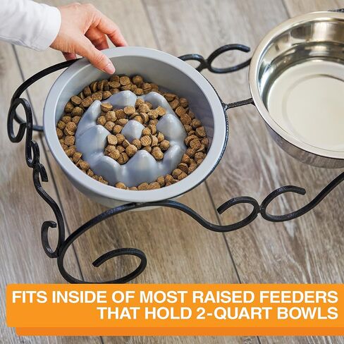The Niner Slow Feed Bowl - Raised Peaks Slow Down Pets Eating - Fits Elevated Feeders Including Neater Feeder Large Sizes - Gentle on Teeth and Gums - Holds up to 2 Cups (Aquamarine) in Saudi Arabia