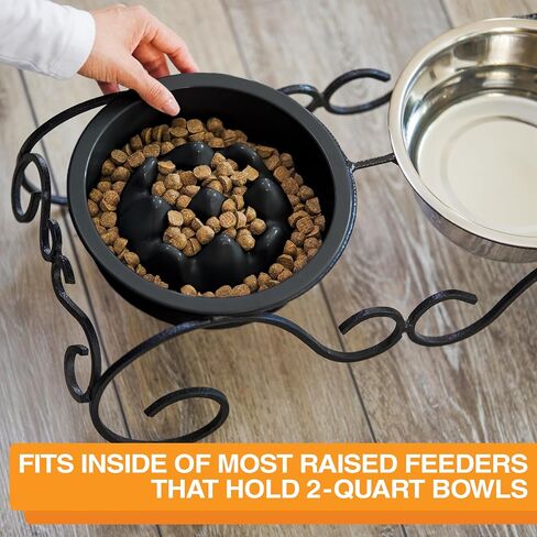 The Niner Slow Feed Bowl - Raised Peaks Slow Down Pets Eating - Fits Elevated Feeders Including Neater Feeder Large Sizes - Gentle on Teeth and Gums - Holds up to 2 Cups (Aquamarine) in Saudi Arabia