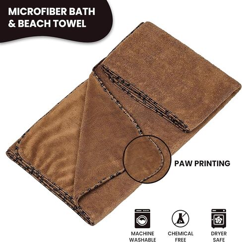 عبوتان من منشفة الاستحمام والشاطئ المصنوعة من الألياف الدقيقة للحيوانات الأليفة من - سكربت - فائقة الامتصاص وسريعة الجفاف - مثالية للكلاب والقطط الكبيرة والمتوسطة والصغيرة in Kuwait