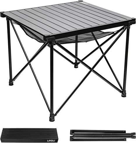طاولة تخييم محمولة من LACAL بأرجل قابلة للتعديل، طاولة قابلة للطي من الألومنيوم خفيفة الوزن مع حقيبة حمل للطهي في الهواء الطلق، والنزهة، والشاطئ، والساحات الخلفية، والشواء، والحفلات (مقاس M أسود) in Kuwait