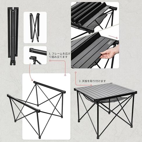 طاولة تخييم محمولة من LACAL بأرجل قابلة للتعديل، طاولة قابلة للطي من الألومنيوم خفيفة الوزن مع حقيبة حمل للطهي في الهواء الطلق، والنزهة، والشاطئ، والساحات الخلفية، والشواء، والحفلات (مقاس M أسود) in Kuwait