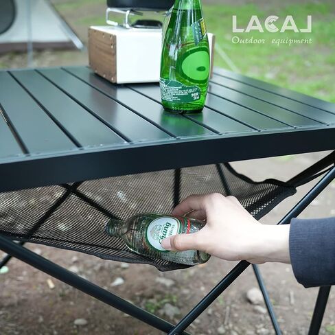 طاولة تخييم محمولة من LACAL بأرجل قابلة للتعديل، طاولة قابلة للطي من الألومنيوم خفيفة الوزن مع حقيبة حمل للطهي في الهواء الطلق، والنزهة، والشاطئ، والساحات الخلفية، والشواء، والحفلات (مقاس M أسود) in Kuwait