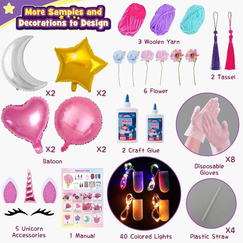 Arts and Crafts for Kids Ages 8-12 Girls Christmas Unicorn Gifts 3D String Art Kit DIY Light up Heart Star Moon Lantern Toys with Multi-Colored Bulbs in Kuwait