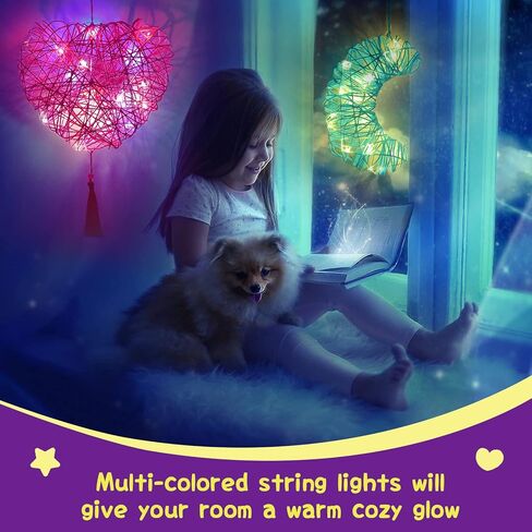 Arts and Crafts for Kids Ages 8-12 Girls Christmas Unicorn Gifts 3D String Art Kit DIY Light up Heart Star Moon Lantern Toys with Multi-Colored Bulbs in Kuwait