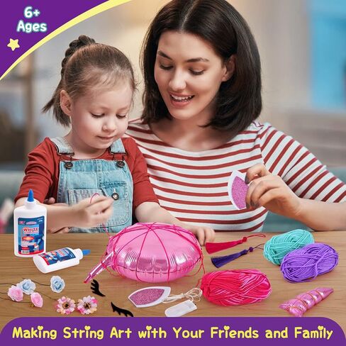 Arts and Crafts for Kids Ages 8-12 Girls Christmas Unicorn Gifts 3D String Art Kit DIY Light up Heart Star Moon Lantern Toys with Multi-Colored Bulbs in Kuwait