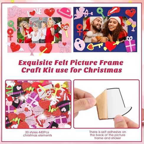 60 قطعة من إطارات صور عيد الحب DIY للأطفال، إطارات صور لعيد الحب مع 440 ملصقًا إسفنجيًا، بطاقات إطار صور عيد الحب، حرفية لحفلات العطلات، ديكور شجرة عيد الميلاد in Saudi Arabia