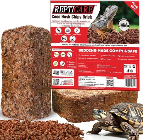 ReptiCare طوب جوز الهند المضغوط 1.1 رطل، حزمة من 2 كل منها تتسع إلى 7 كوارت، فراش قشر جوز الهند العضوي لثعبان الكرة، الثعابين، السلاحف، أبو بريص المتوج، الضفادع، أو خزانات تررم السحلية in Saudi Arabia