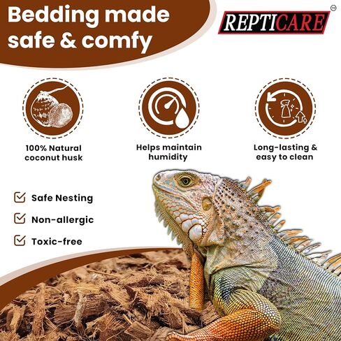 ReptiCare طوب جوز الهند المضغوط 1.1 رطل، حزمة من 2 كل منها تتسع إلى 7 كوارت، فراش قشر جوز الهند العضوي لثعبان الكرة، الثعابين، السلاحف، أبو بريص المتوج، الضفادع، أو خزانات تررم السحلية in Saudi Arabia