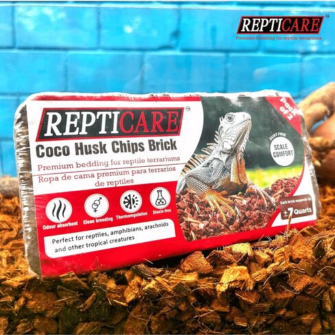 ReptiCare طوب جوز الهند المضغوط 1.1 رطل، حزمة من 2 كل منها تتسع إلى 7 كوارت، فراش قشر جوز الهند العضوي لثعبان الكرة، الثعابين، السلاحف، أبو بريص المتوج، الضفادع، أو خزانات تررم السحلية in Saudi Arabia
