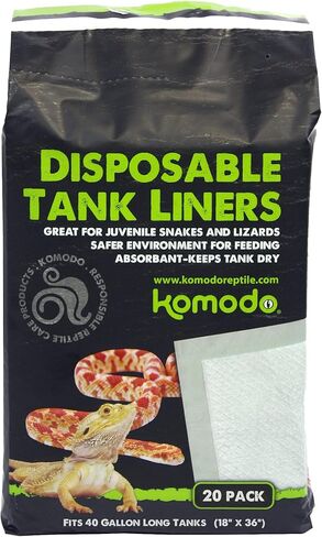 Komodo Reptile Terrarium Repti-Pads 30" X 12" Disposable Tank Liners | Absorbant - Keeps Tank Dry | Fits 20 Gallon Aquarium Habitat, 25 Pack in Kuwait