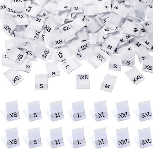 700 Pieces Clothing Size Tags Sewing Woven Garment Size Labels Mix Clothing Crafting Ribbons Size Tags Clothes Garment Fabric Embroidered Label Tags, XS-3XL (White) in Saudi Arabia