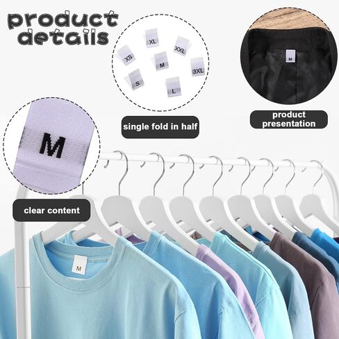 700 Pieces Clothing Size Tags Sewing Woven Garment Size Labels Mix Clothing Crafting Ribbons Size Tags Clothes Garment Fabric Embroidered Label Tags, XS-3XL (White) in Saudi Arabia