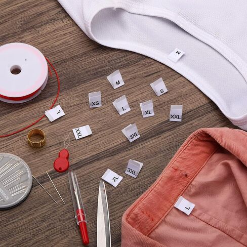700 Pieces Clothing Size Tags Sewing Woven Garment Size Labels Mix Clothing Crafting Ribbons Size Tags Clothes Garment Fabric Embroidered Label Tags, XS-3XL (White) in Saudi Arabia