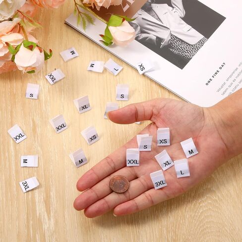 700 Pieces Clothing Size Tags Sewing Woven Garment Size Labels Mix Clothing Crafting Ribbons Size Tags Clothes Garment Fabric Embroidered Label Tags, XS-3XL (White) in Saudi Arabia