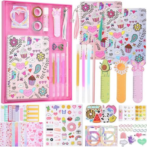 مجموعة مكونة من قطعتين من المجلات التي تصنعها بنفسك، مجلات الأطفال للفتيات من عمر 8 9 10 11 12 13 14 عامًا، هدايا عيد ميلاد مثيرة للاهتمام للفتيات، مجموعة الفنون والحرف اليدوية وسجل القصاصات والمذكرات in Kuwait