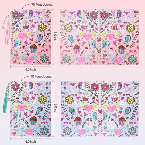 مجموعة مكونة من قطعتين من المجلات التي تصنعها بنفسك، مجلات الأطفال للفتيات من عمر 8 9 10 11 12 13 14 عامًا، هدايا عيد ميلاد مثيرة للاهتمام للفتيات، مجموعة الفنون والحرف اليدوية وسجل القصاصات والمذكرات in Kuwait