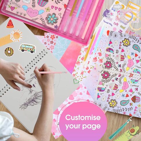 مجموعة مكونة من قطعتين من المجلات التي تصنعها بنفسك، مجلات الأطفال للفتيات من عمر 8 9 10 11 12 13 14 عامًا، هدايا عيد ميلاد مثيرة للاهتمام للفتيات، مجموعة الفنون والحرف اليدوية وسجل القصاصات والمذكرات in Kuwait