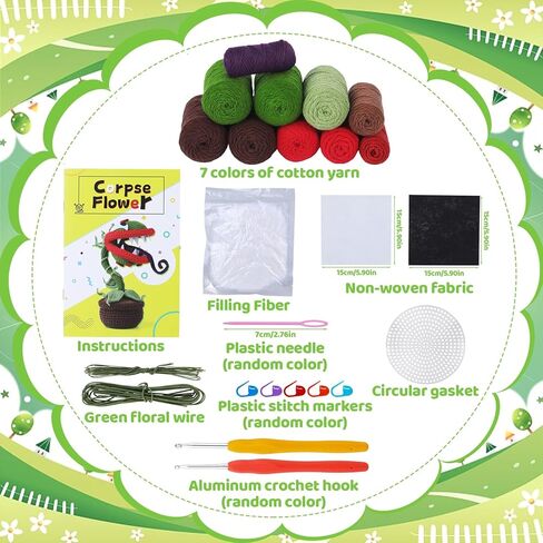 Ftyiwu Crochet Kit for Beginners, Corpse Flower Crochet Kit for Beginners Adults, Crochet Starter Kit with Step by Step Video Tutorials, Crochet Yarn and Knitting Supplies for DIY Birthday Gift in Kuwait
