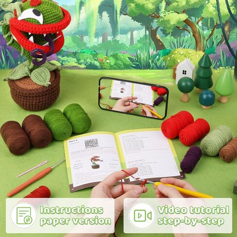 Ftyiwu Crochet Kit for Beginners, Corpse Flower Crochet Kit for Beginners Adults, Crochet Starter Kit with Step by Step Video Tutorials, Crochet Yarn and Knitting Supplies for DIY Birthday Gift in Kuwait